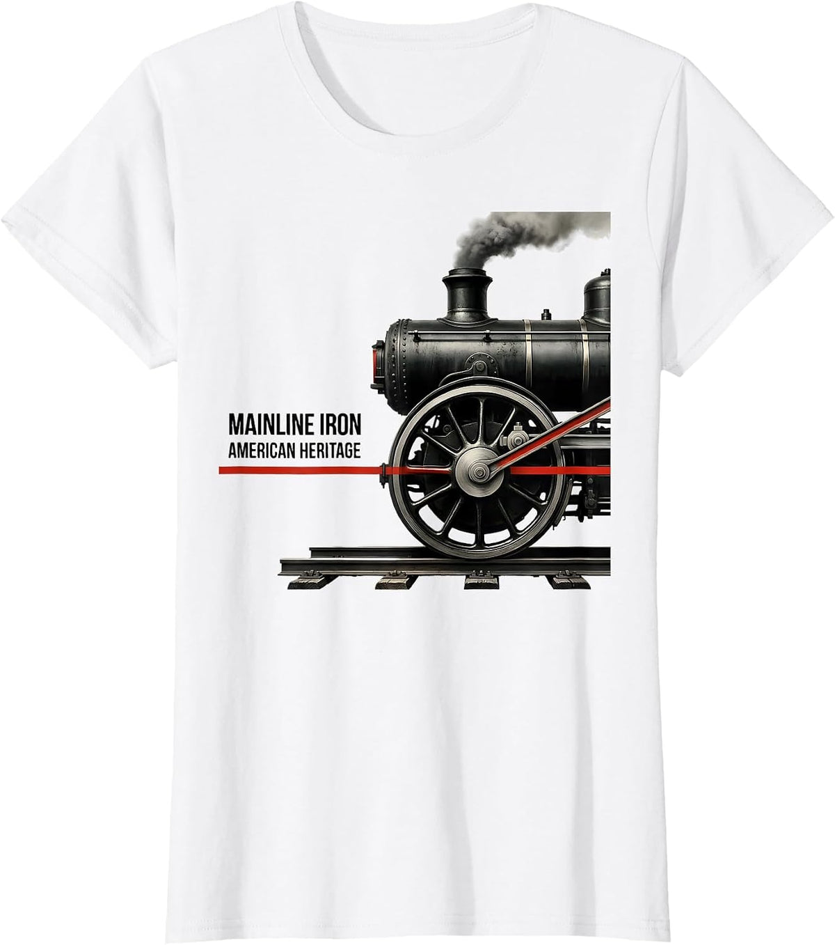 Mainline Iron American Heritage Vintage Steam Locomotive T-Shirt - White