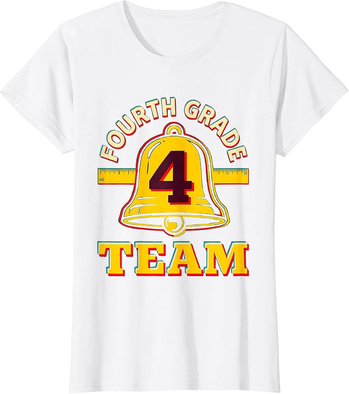 Fourth Grade Team Screenprint Poster Back To School Teacher T-Shirt - White