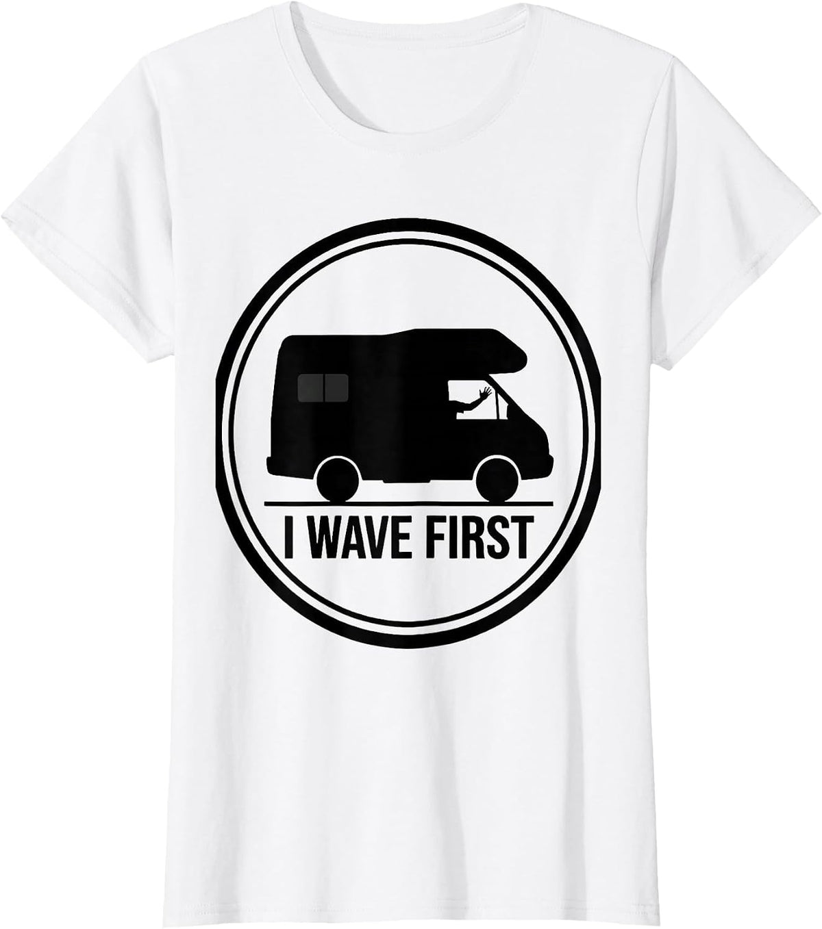Women's I Wave First Retro Van Life Nomads Camper Van Dwellers T-Shirt - White