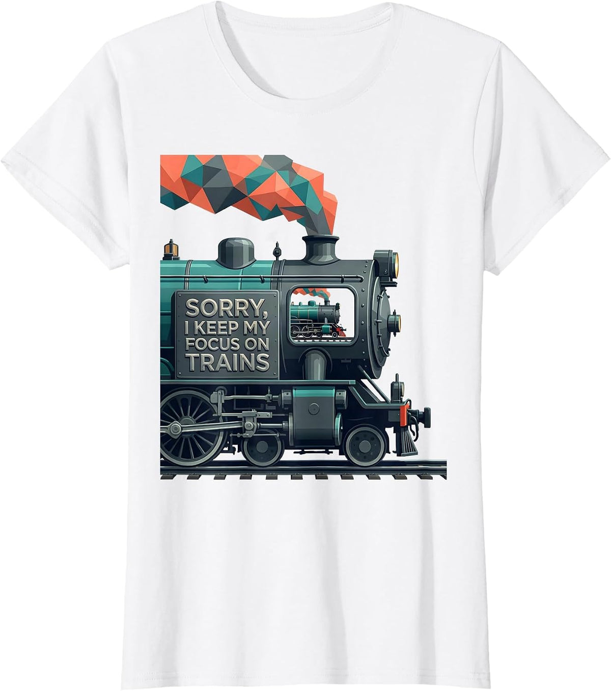 Women's Sorry I Keep My Focus On Trains Vintage Steam Train T-Shirt - White