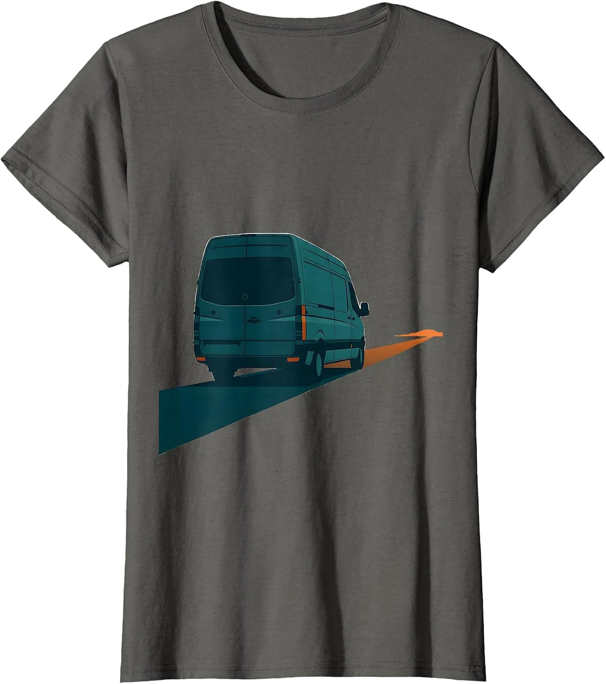 Women's Boxy Conversion Van Minimalist Van Life Road Trip Nostalgia T-Shirt - Asphalt Grey