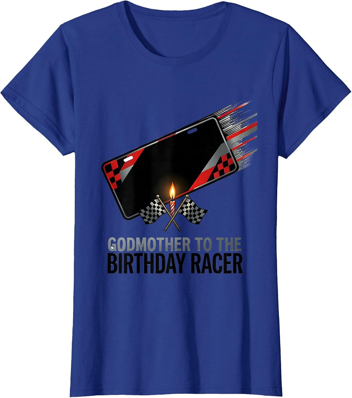 Women's Godmother To The Birthday Racer Racing Family Pit Crew T-Shirt - Royal Blue