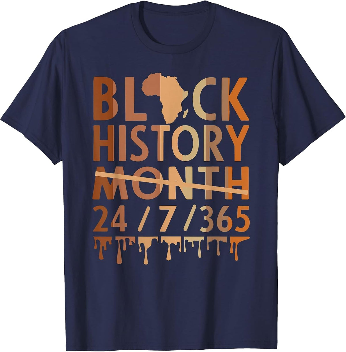 Black History Month 365 Black History Melanin Pride Women T-Shirt - Navy Blue