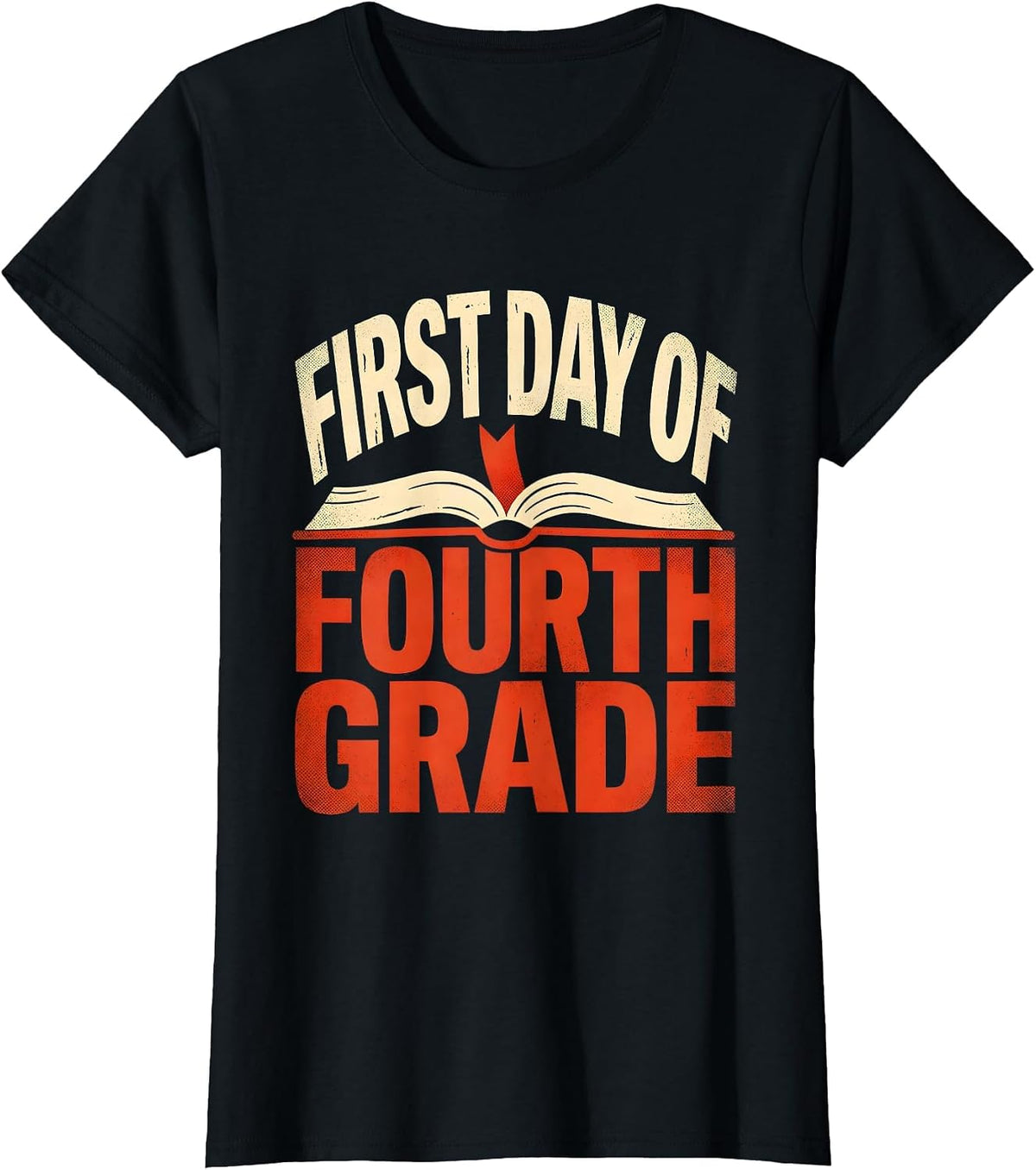 First Day Of Fourth Grade Retro Groovy Teacher Student Back T-Shirt - Black