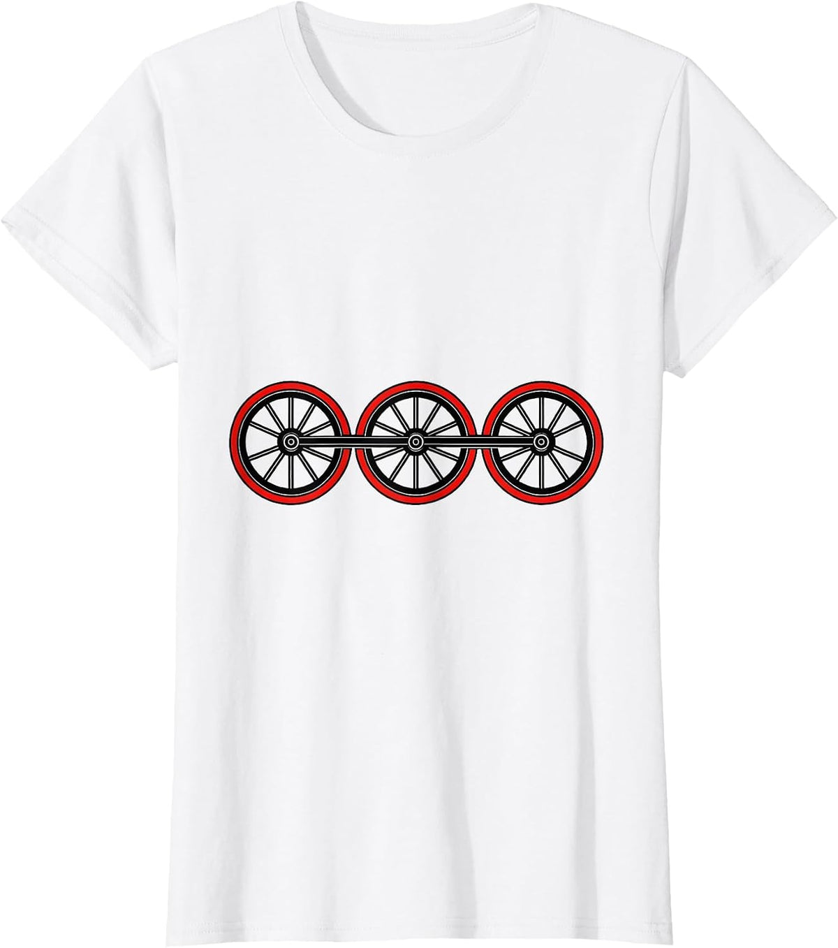Steam Locomotive Wheels Geometric Train Enthusiast Humor T-Shirt - White