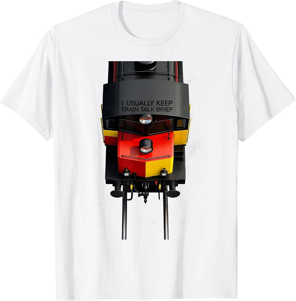 Men's I Usually Keep Train Talk Brief Funny Train Enthusiast Model T-Shirt - White