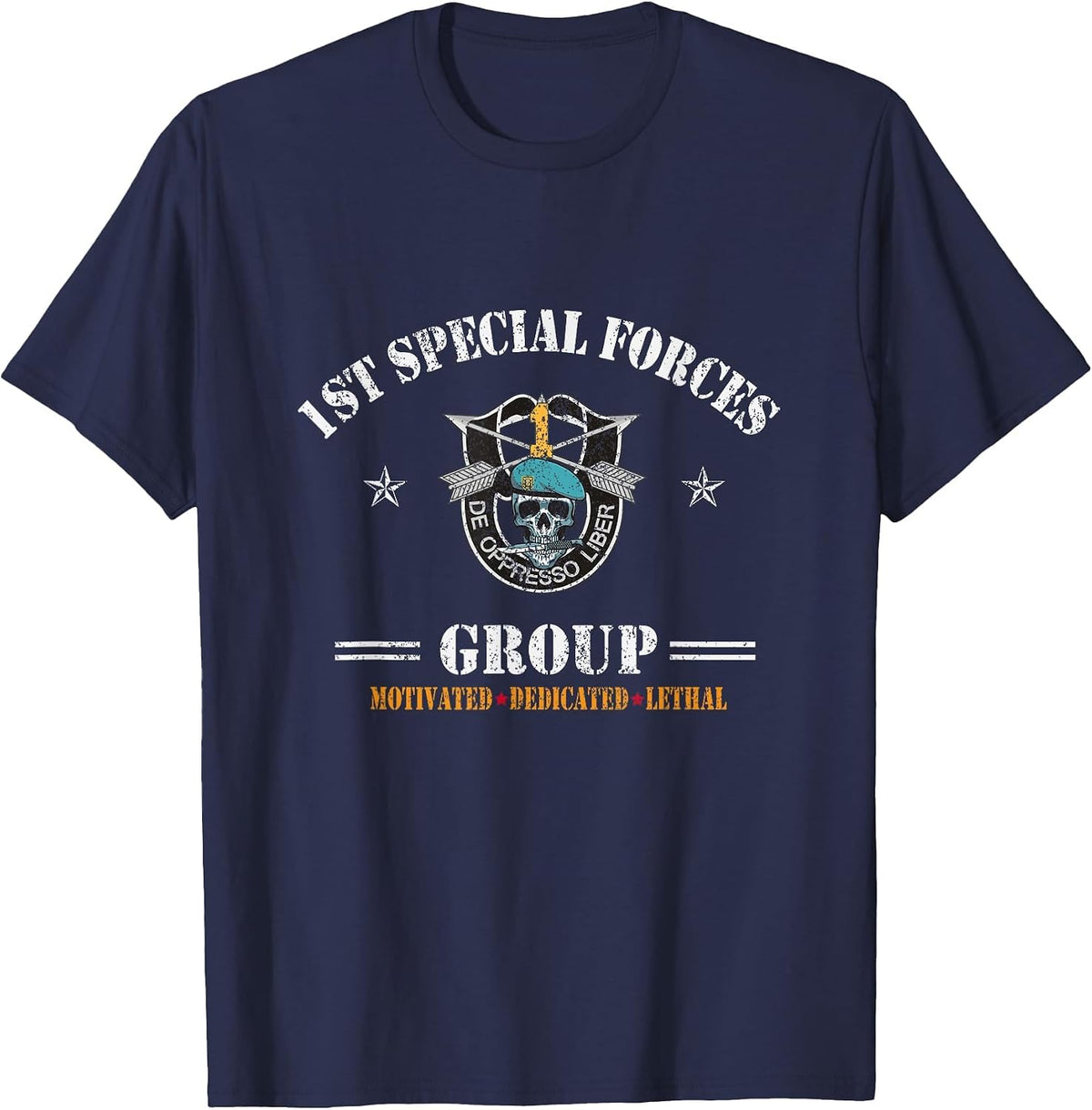 Proud 1st Special Forces Group (1st SFG) Shirt - 4th of July T-Shirt - Navy Blue