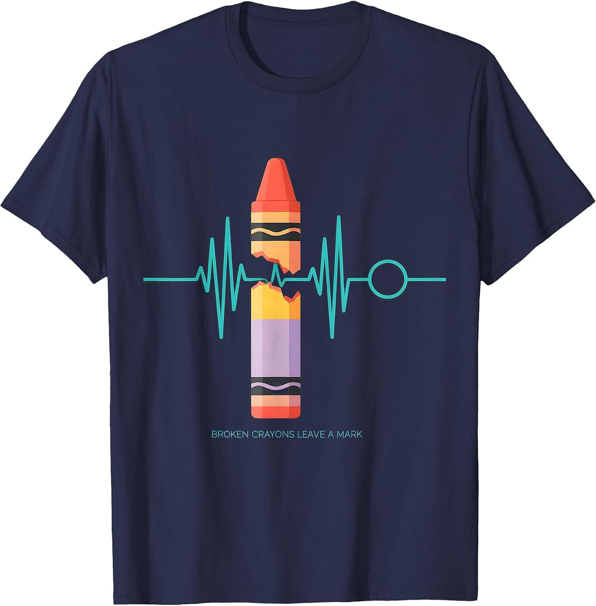 Broken Crayons Leave A Mark Mental Health Awareness Support T-Shirt - Navy Blue