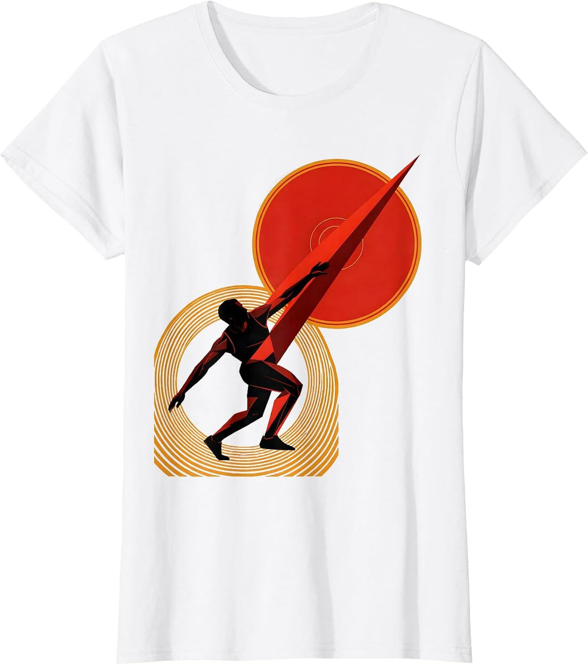 Women's Angular Discus Thrower Constructivist Poster Athlete Humor T-Shirt - White