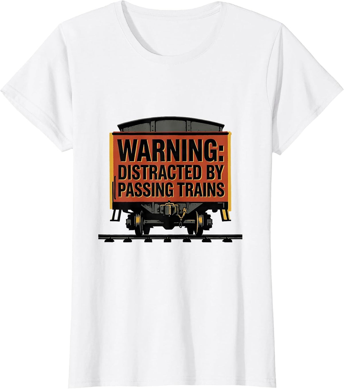 Women's Warning Distracted By Passing Trains Retro Train Enthusiast T-Shirt - White