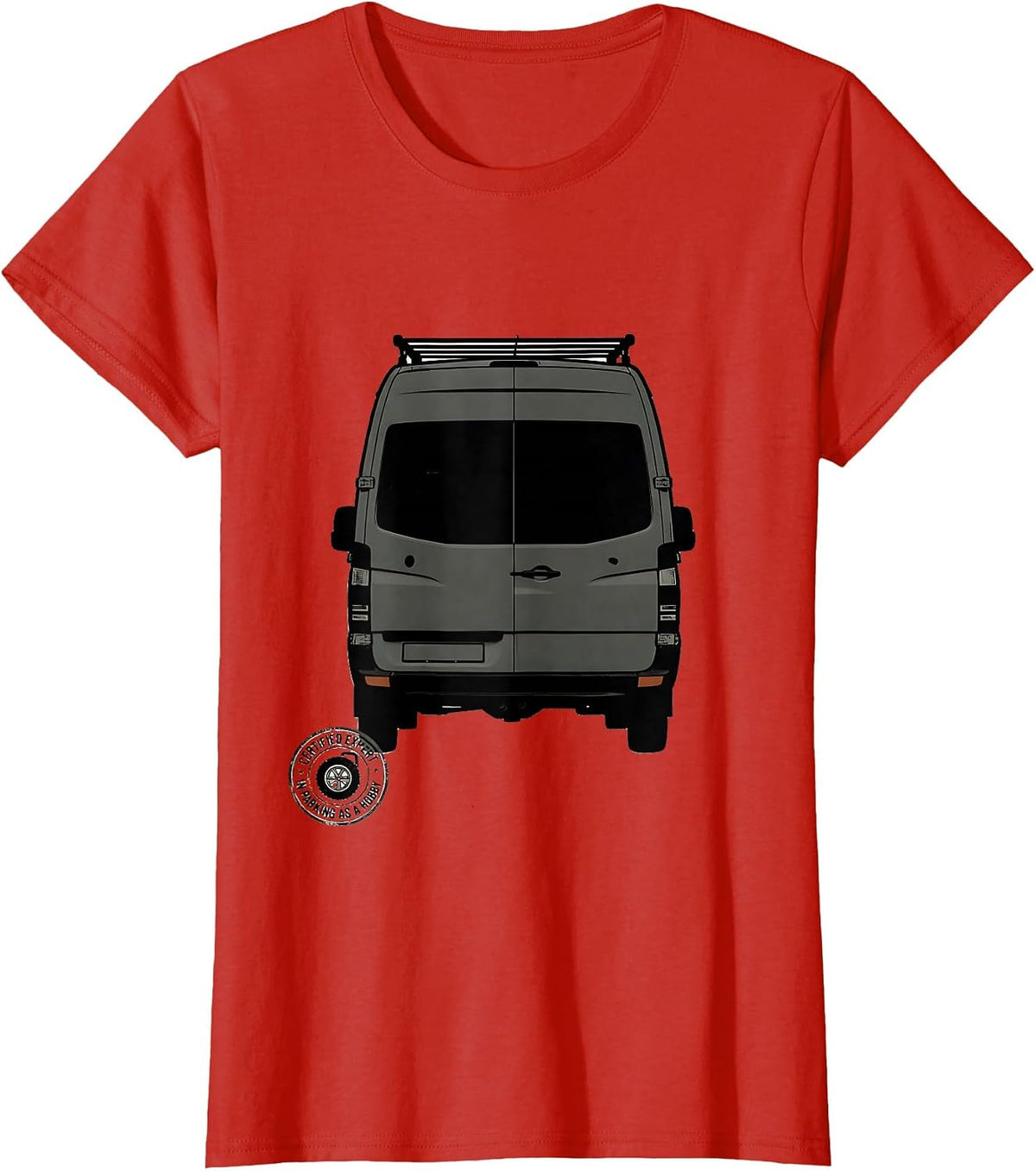 Women's Certified Expert In Parking As A Hobby Retro Van Life Road T-Shirt - Red