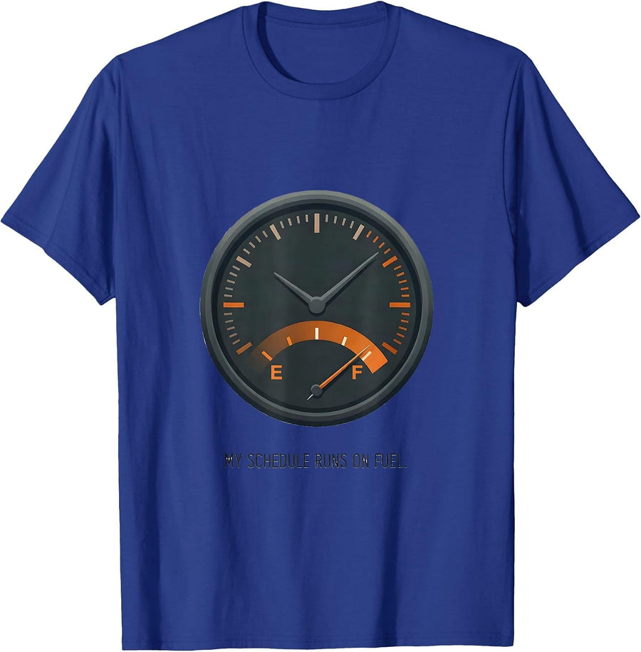 My Schedule Runs On Fuel Retro Van Life Van Dwellers Nomad T-Shirt - Royal Blue