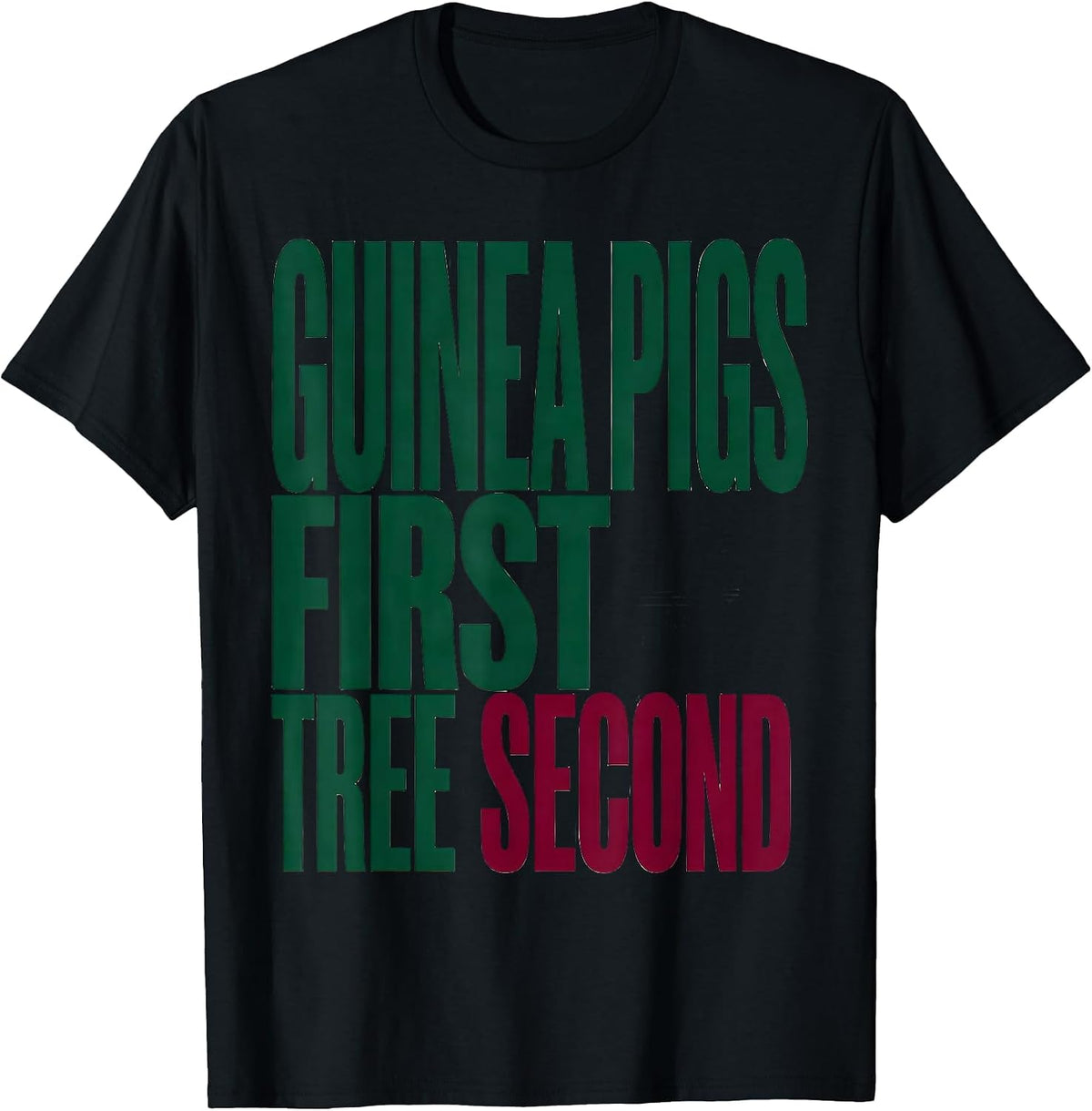 Men's Guinea Pigs First, Tree Second Funny Guinea Pig Christmas T-Shirt - Black