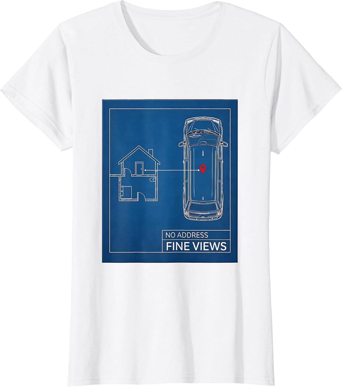 No Address Fine Views Retro Vintage Van Life Nomads T-Shirt - White