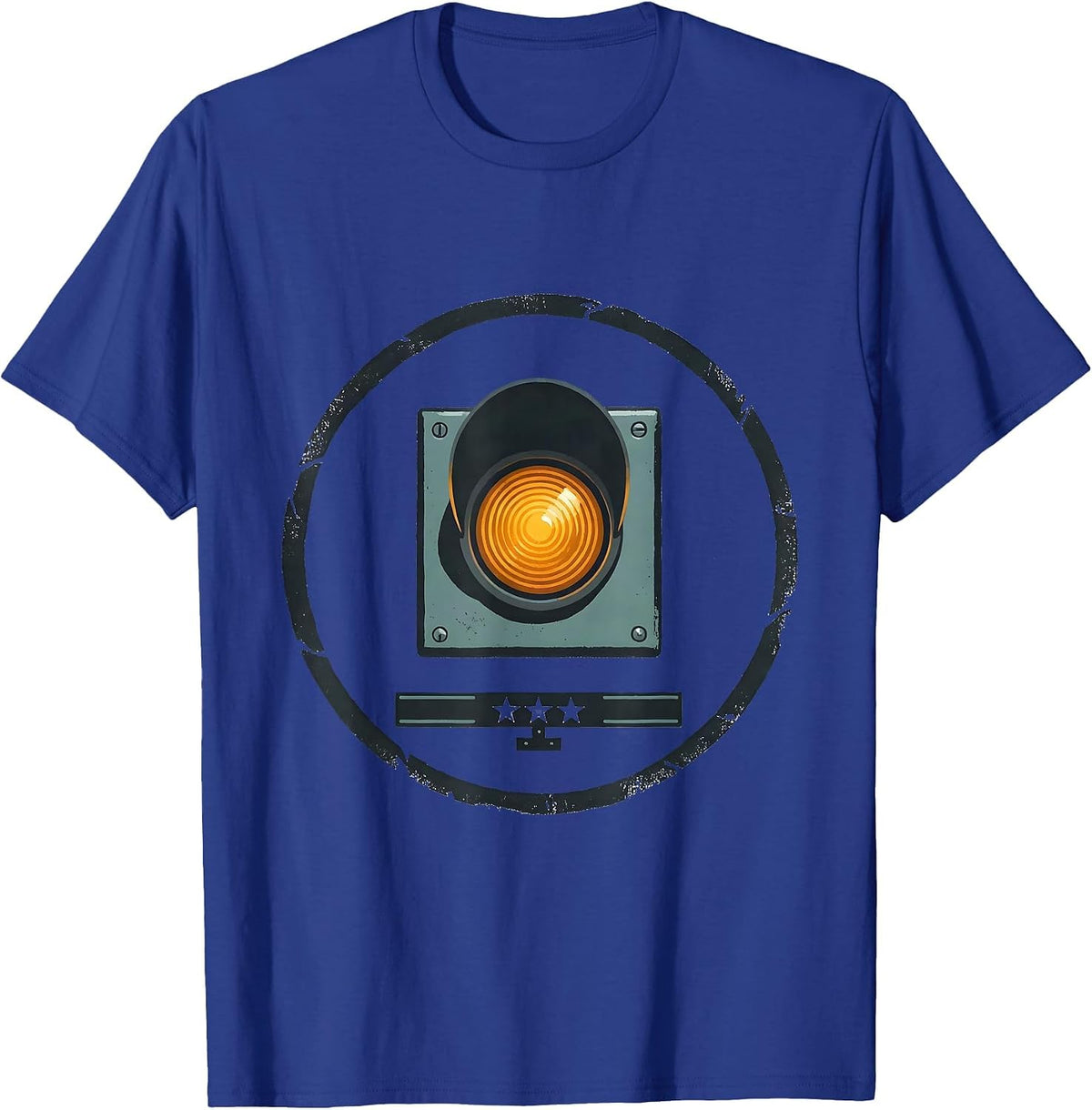 Men's Sealed Badge Train Switch Lamp Editorial Conceptual Gift T-Shirt - Royal Blue