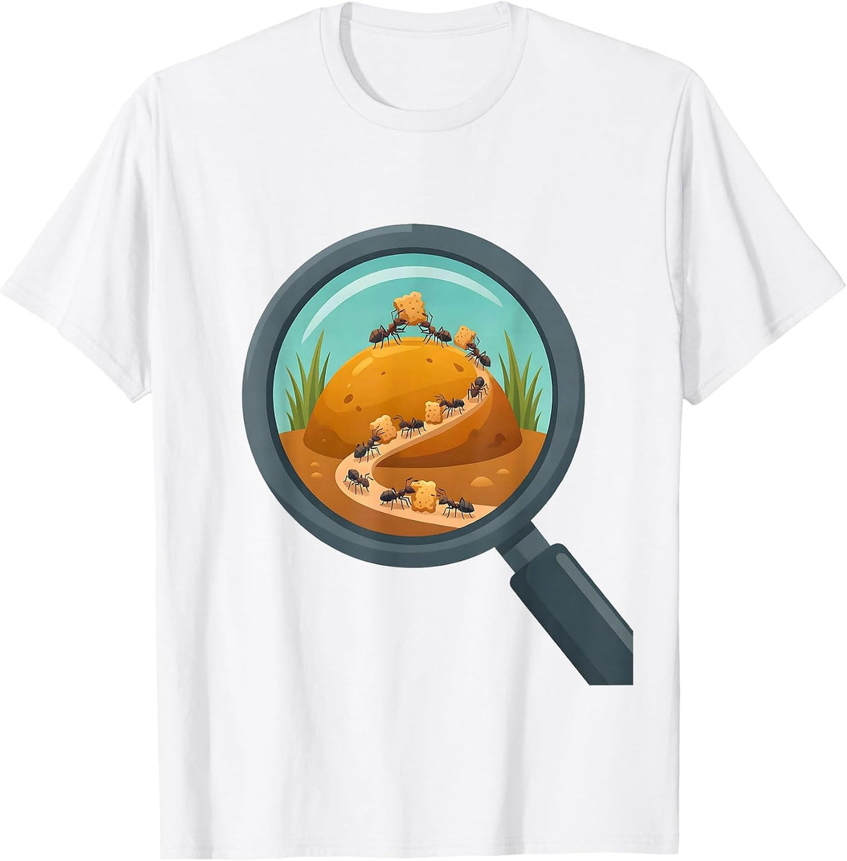 5th Grade Teacher Magnifying Glass Ant Scene T-Shirt - White