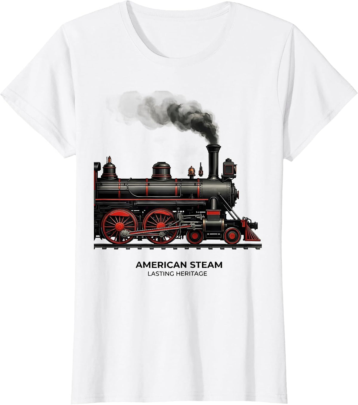 Women's American Steam Lasting Heritage Vintage Steam Locomotive T-Shirt - White