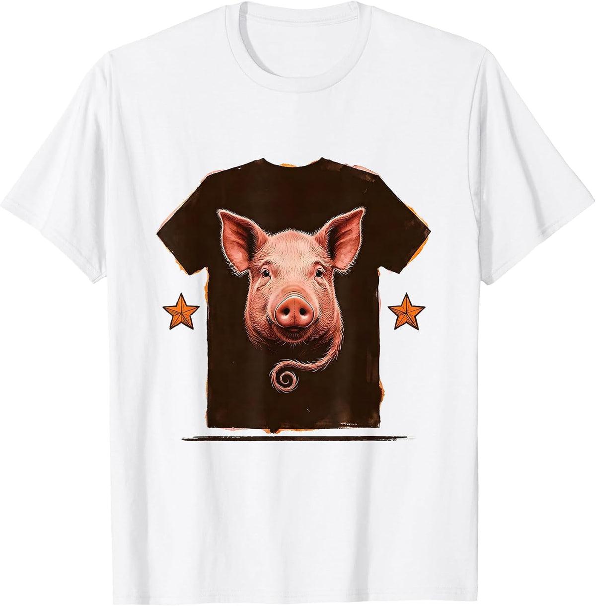 Men's Pig Head Blocky Shirt Silhouette Halloween Costume Humor T-Shirt - White