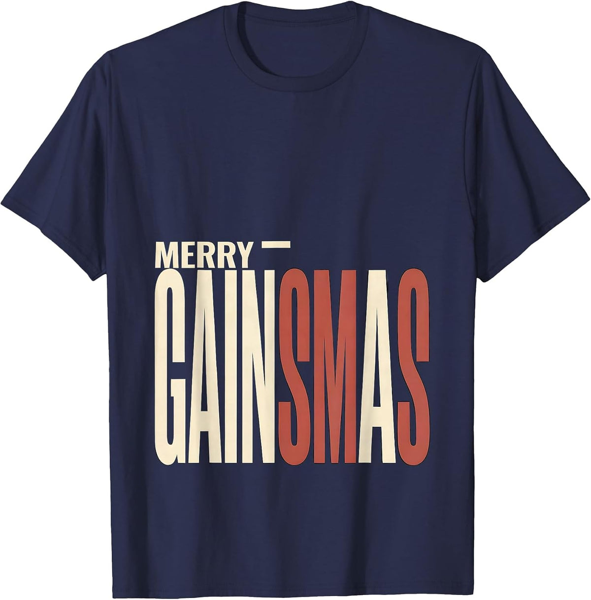 Merry Gainsmas Funny Christmas Gym Workout Fitness Gift T-Shirt - Navy Blue