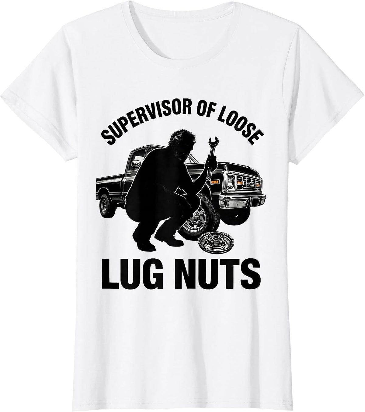 Women's Supervisor Of Loose Lug Nuts Funny Old Man Car Guy Classic T-Shirt - White