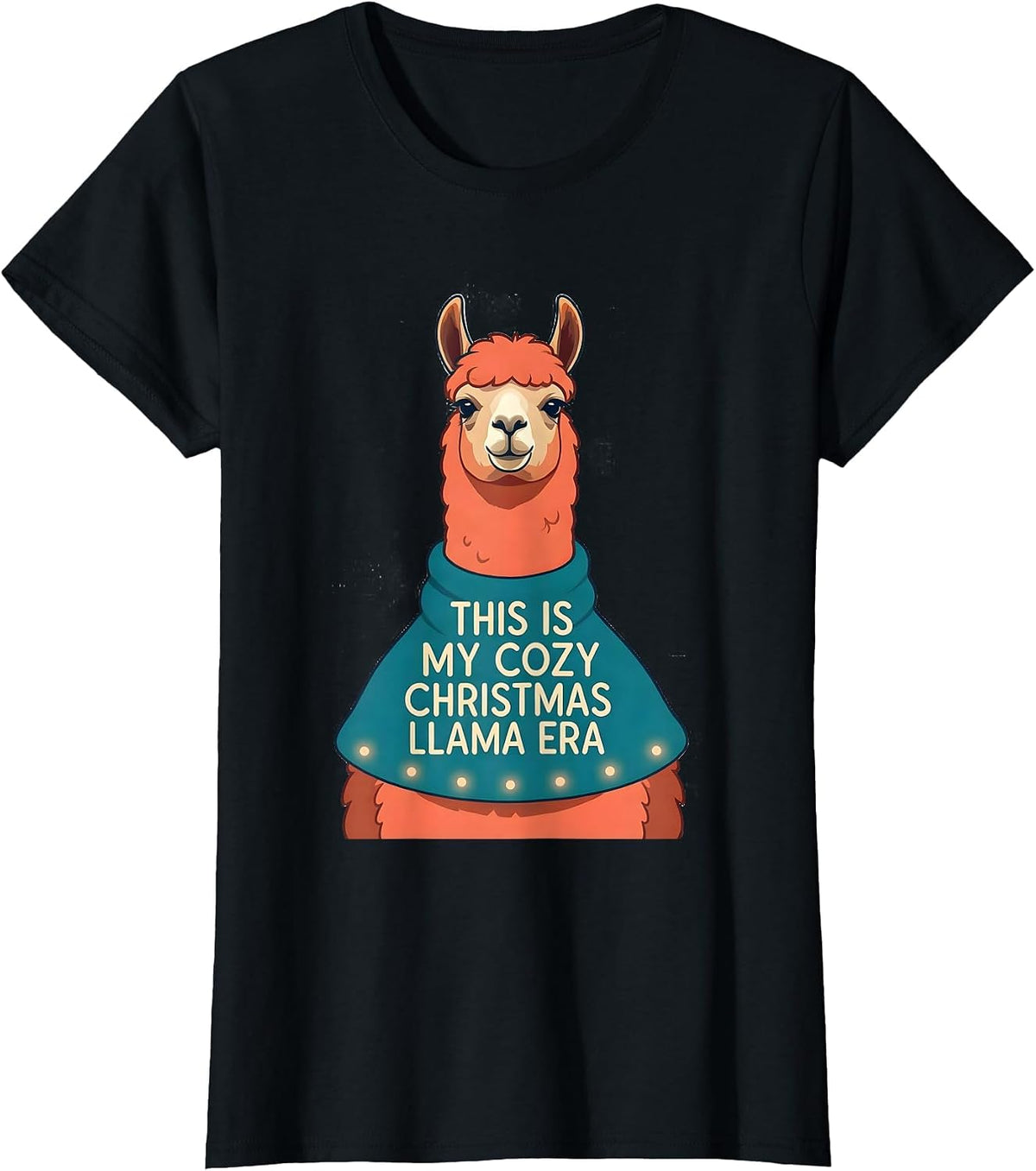 This Is My Cozy Christmas Llama Era Funny Llama Lover T-Shirt - Black