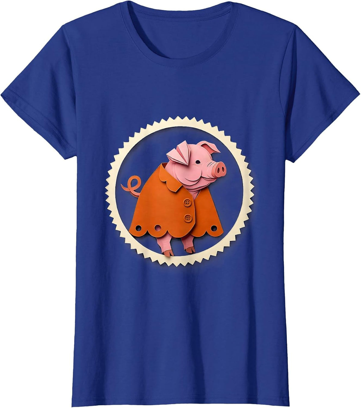 Women's Piglet In Costume Paper Cutout Pig Lover Halloween Humor T-Shirt - Royal Blue