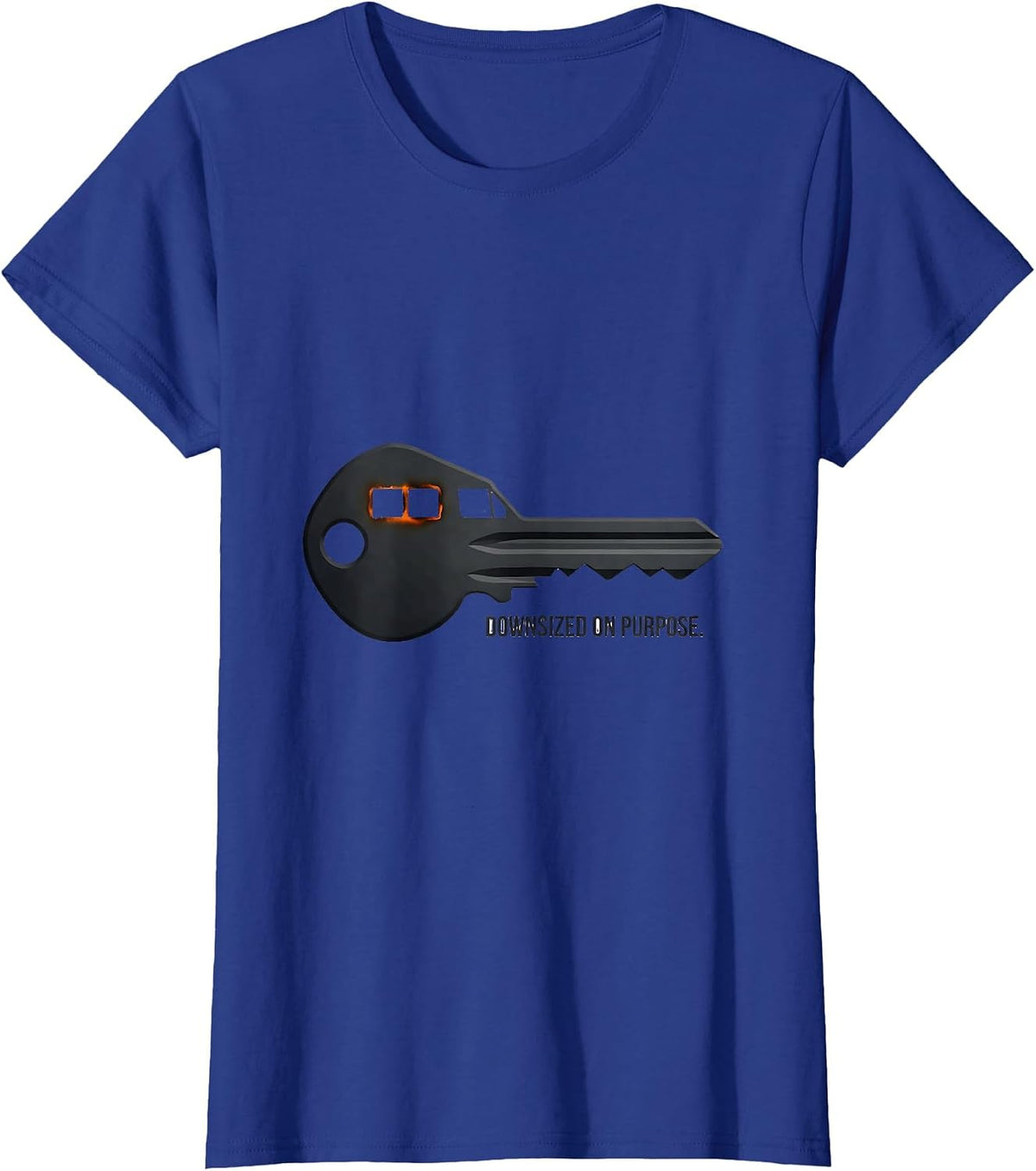 Women's Downsized On Purpose Retro Van Life Nomads Van Dwellers T-Shirt - Royal Blue