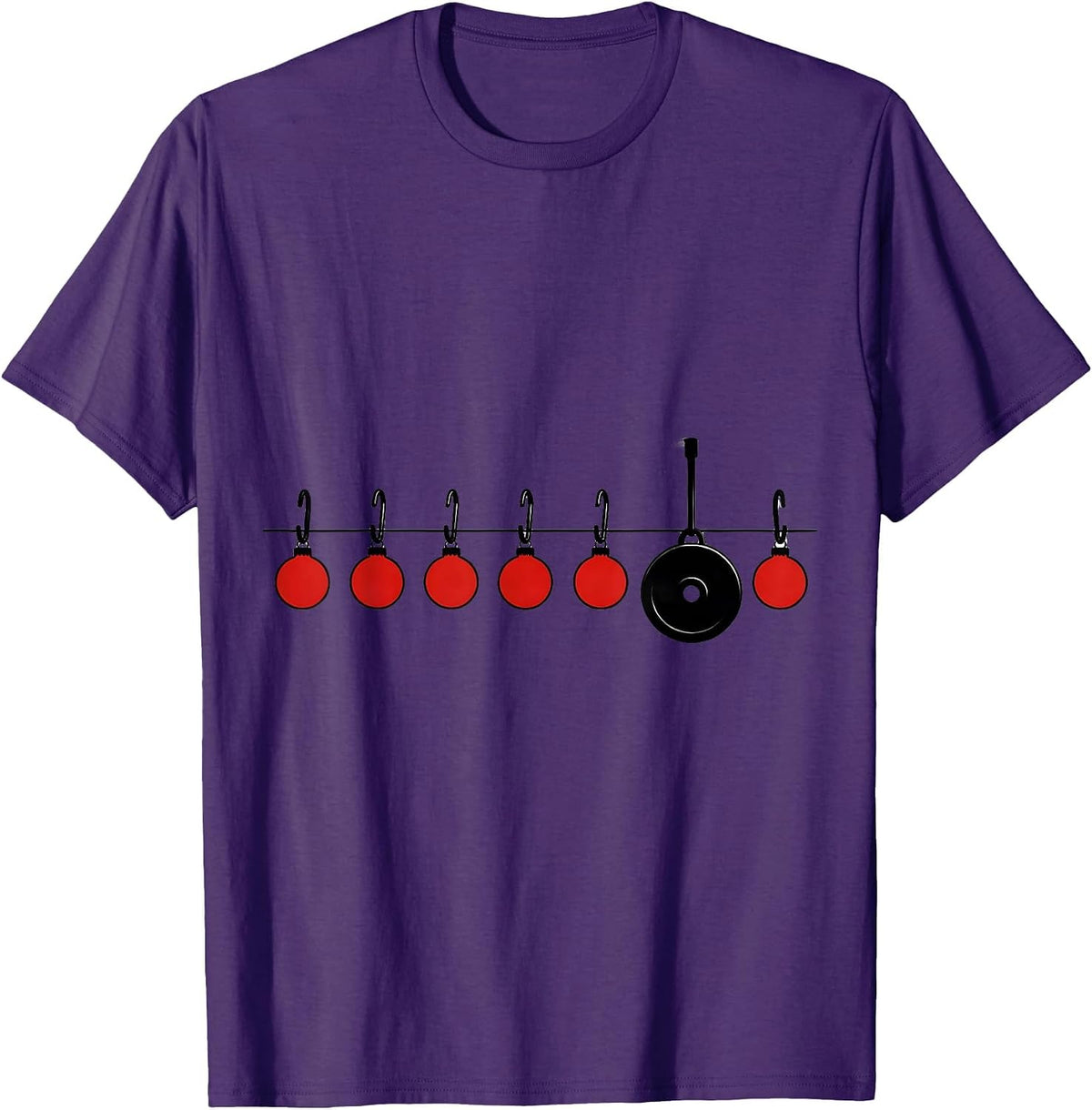 Hooks Ornament Weight Plate Minimalist Christmas Gym Workout T-Shirt - Purple