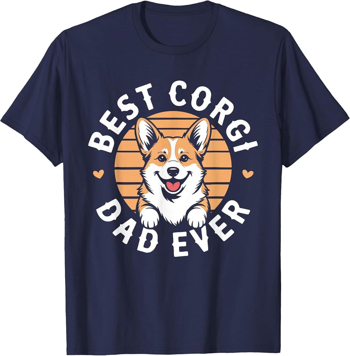 Best Corgi Dad Ever Shirt Men Daddy Dog Lover Fathers Day T-Shirt - Navy Blue