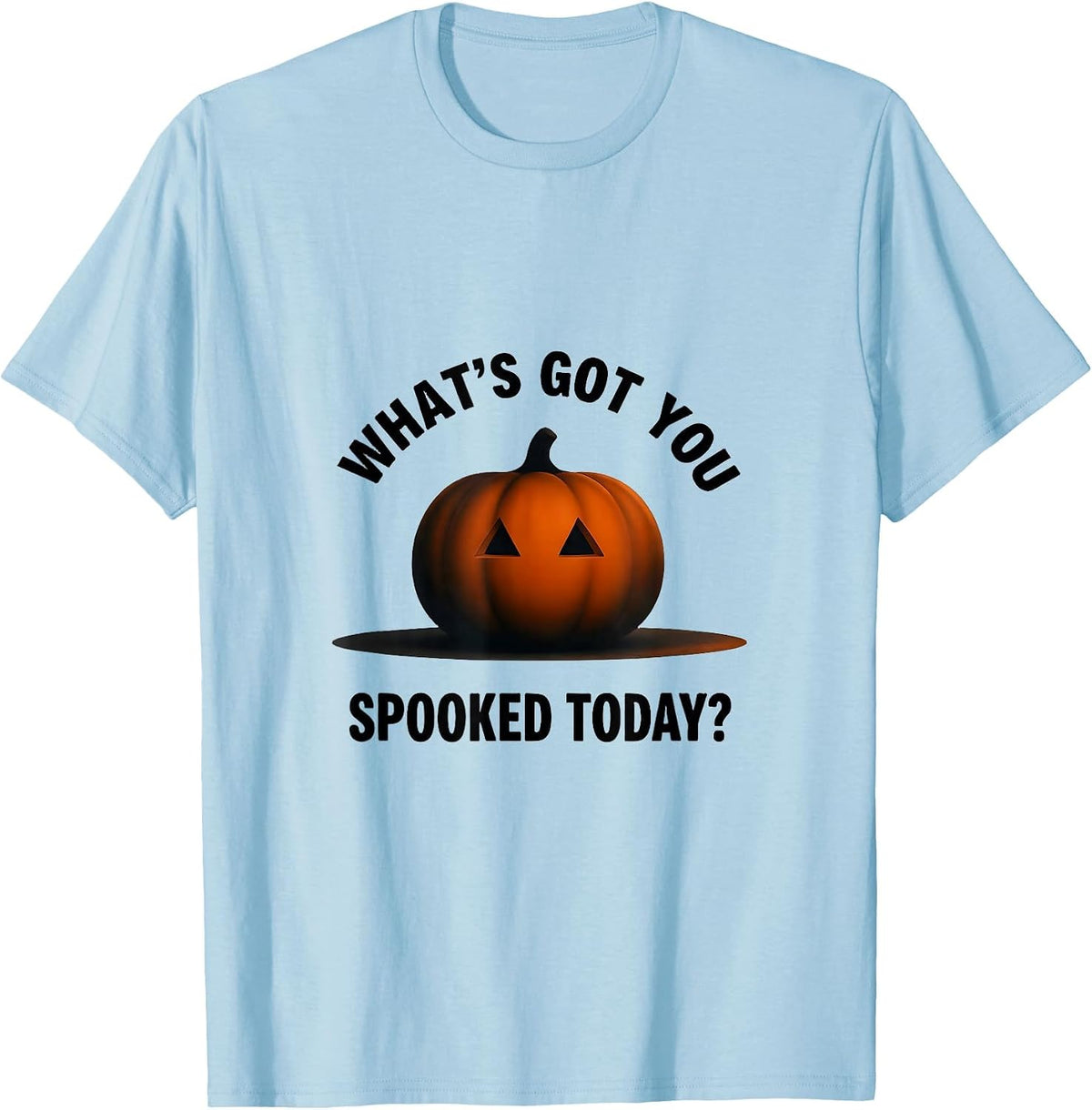 Men's What's Got You Spooked Today Minimalist Halloween School T-Shirt - Baby Blue
