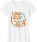 Women's Born to Raise Hell Bold Horror Graphic Design T-Shirt - White