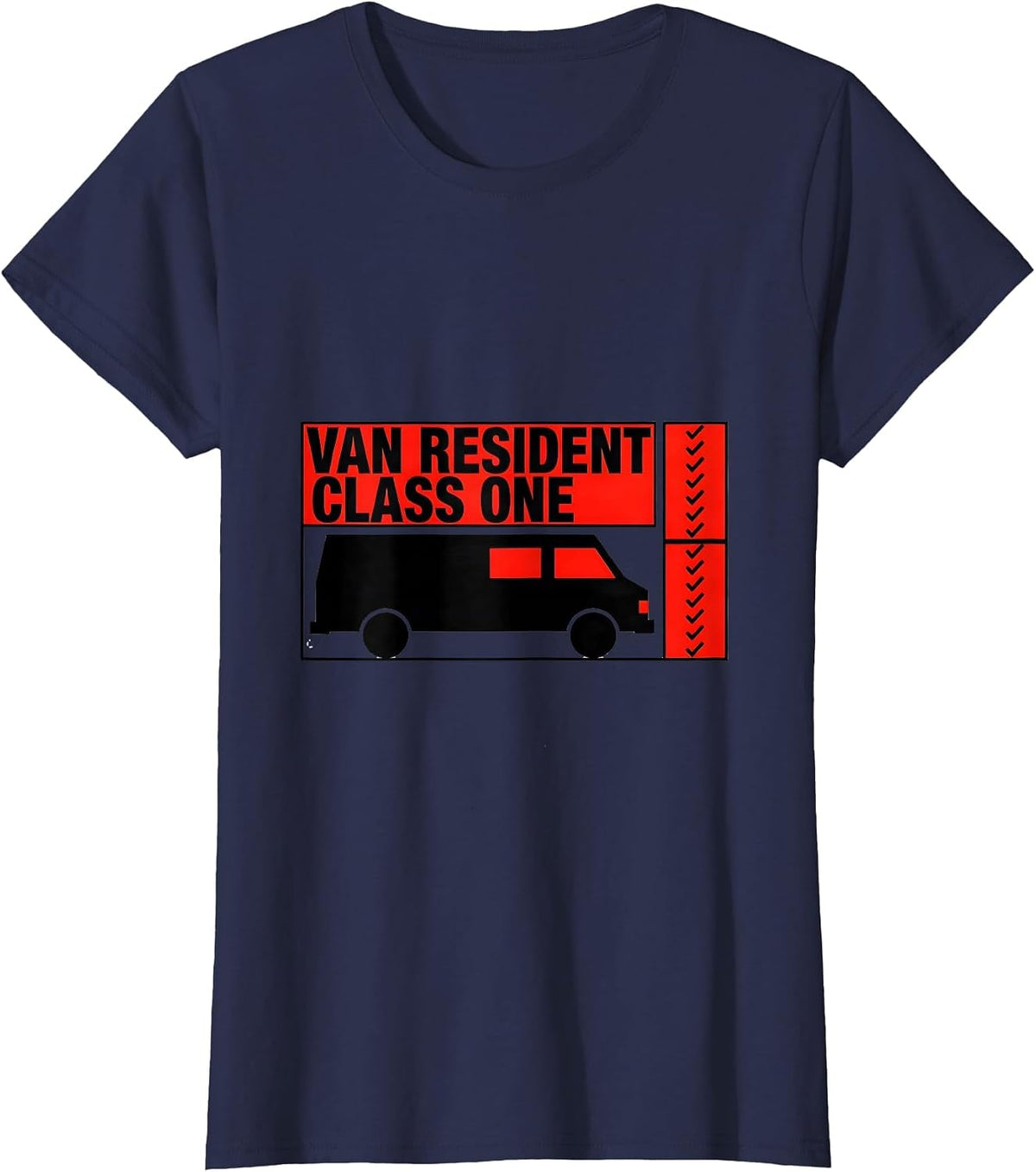 Women's Van Resident, Class One Geometric Van Life Nomad Road-Trip T-Shirt - Navy Blue