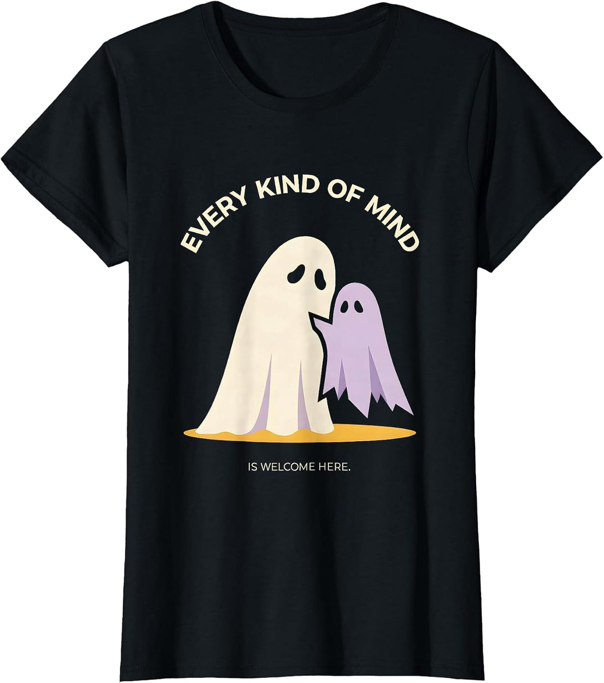 Women's Every Kind Of Mind Is Welcome Here Halloween Mental Health T-Shirt - Black