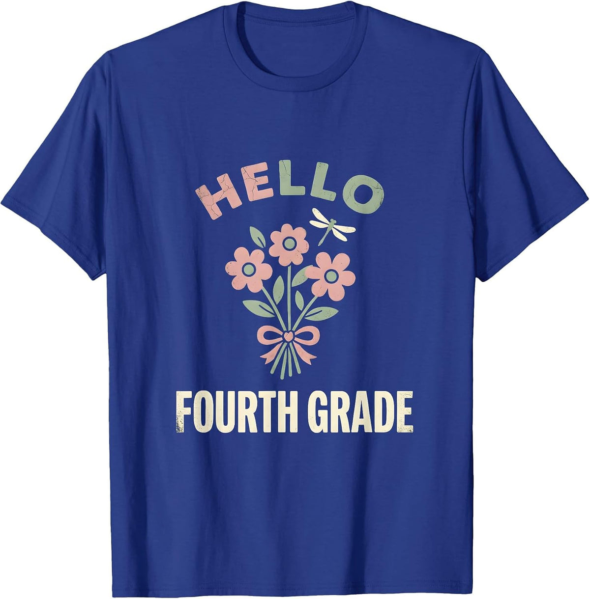 Men's Hello, Fourth Grade Floral Boho Back To School Teacher Gift T-Shirt - Royal Blue