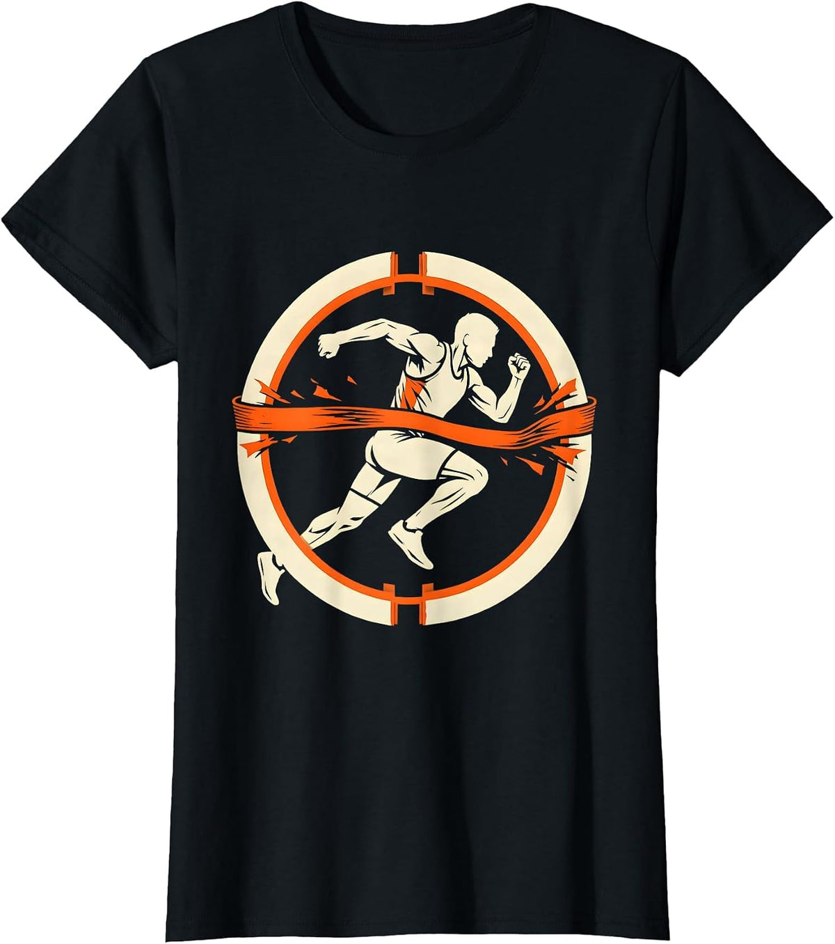 Women's Athlete Bursting Through Finish Line Graphic T-Shirt - Black