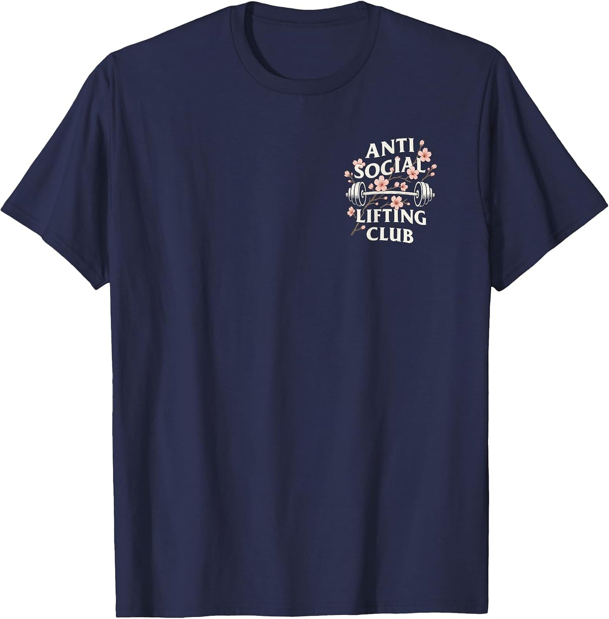 Cherry Blossom Gym Powerlifting Sakura Strength Apparel T-Shirt - Navy Blue