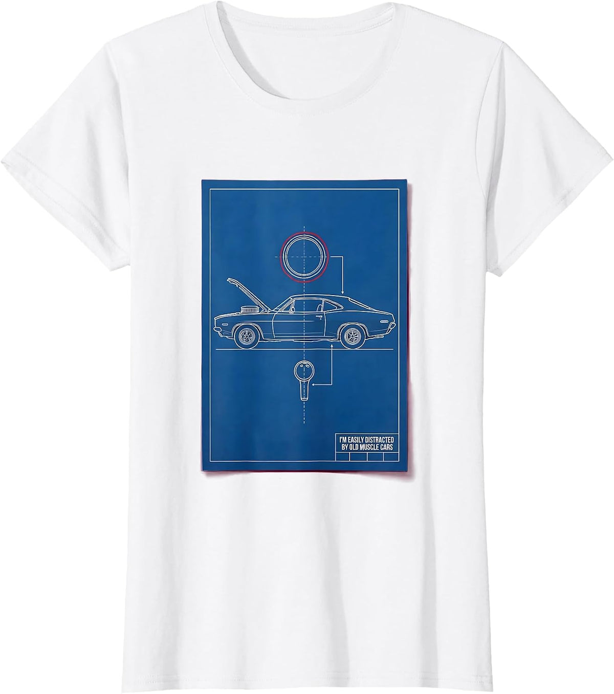 I'm Easily Distracted By Old Muscle Cars Vintage Car Guy T-Shirt - White