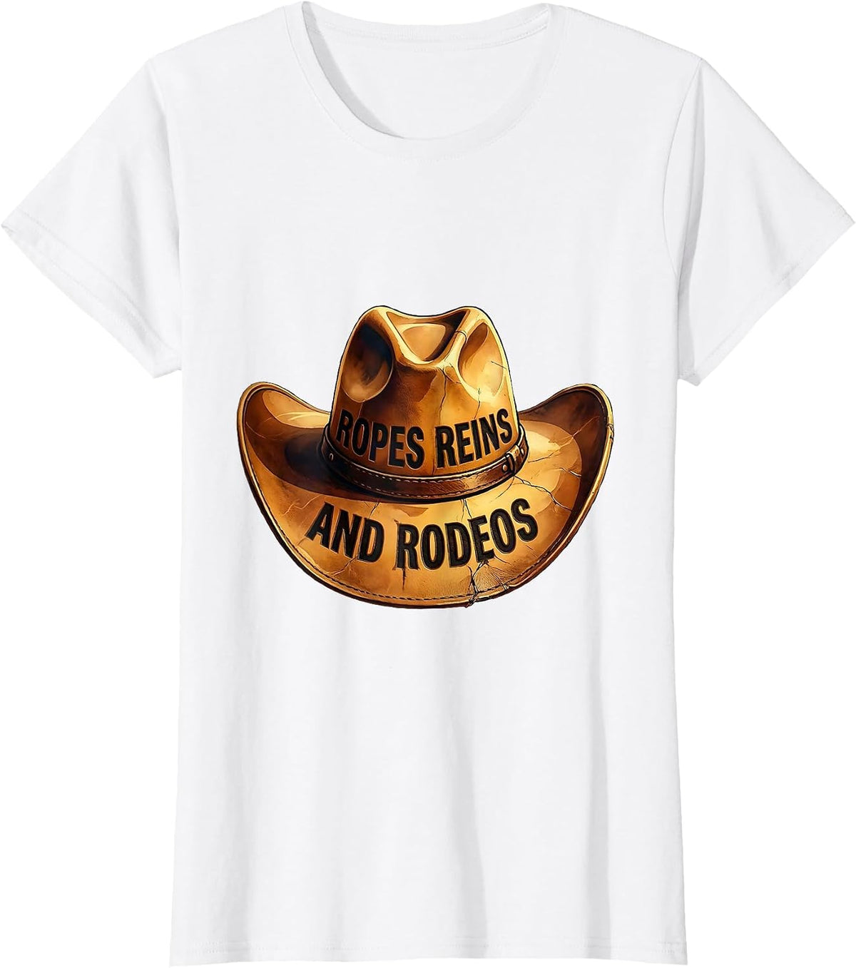 Women's Ropes Reins and Rodeos Cowgirl Design T-Shirt - White