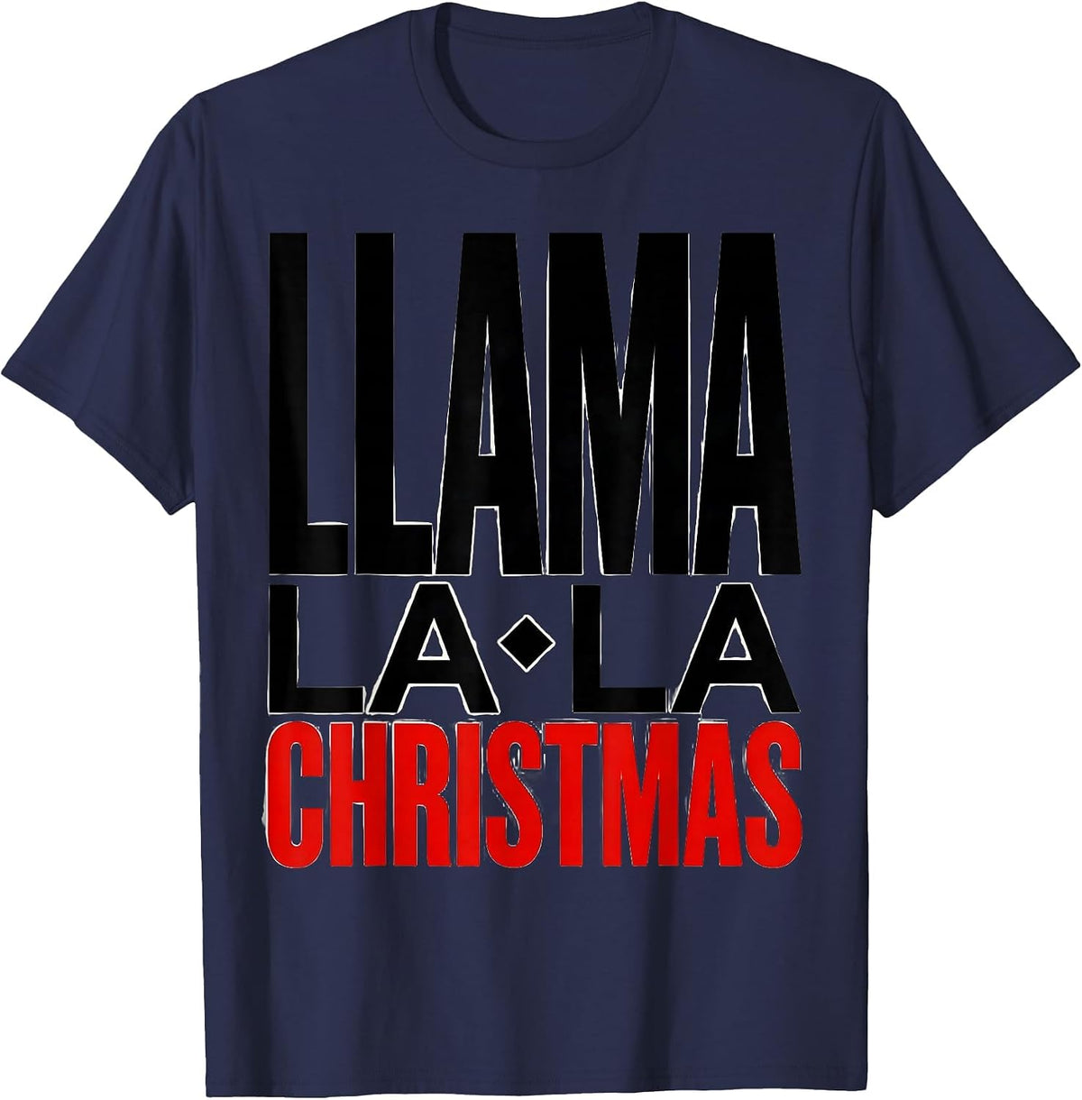 Men's Llama La La Christmas Funny Llama Lover Holiday Pajamas T-Shirt - Navy Blue