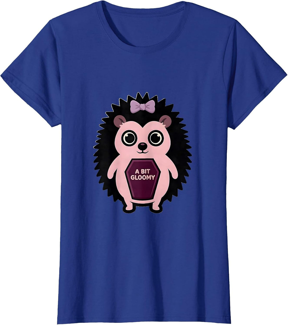 Women's A Bit Gloomy Pastel Goth Kawaii Creepy Cute Plush Hedgehog T-Shirt - Royal Blue