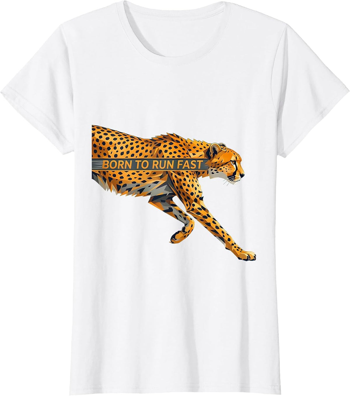 Women's Born to Run Fast Cheetah Speed Design T-Shirt - White