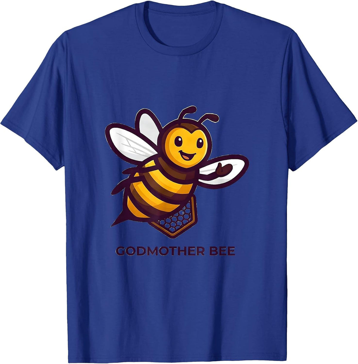 Godmother Bee Cute Family Matching First Bee Day Birthday T-Shirt - Royal Blue