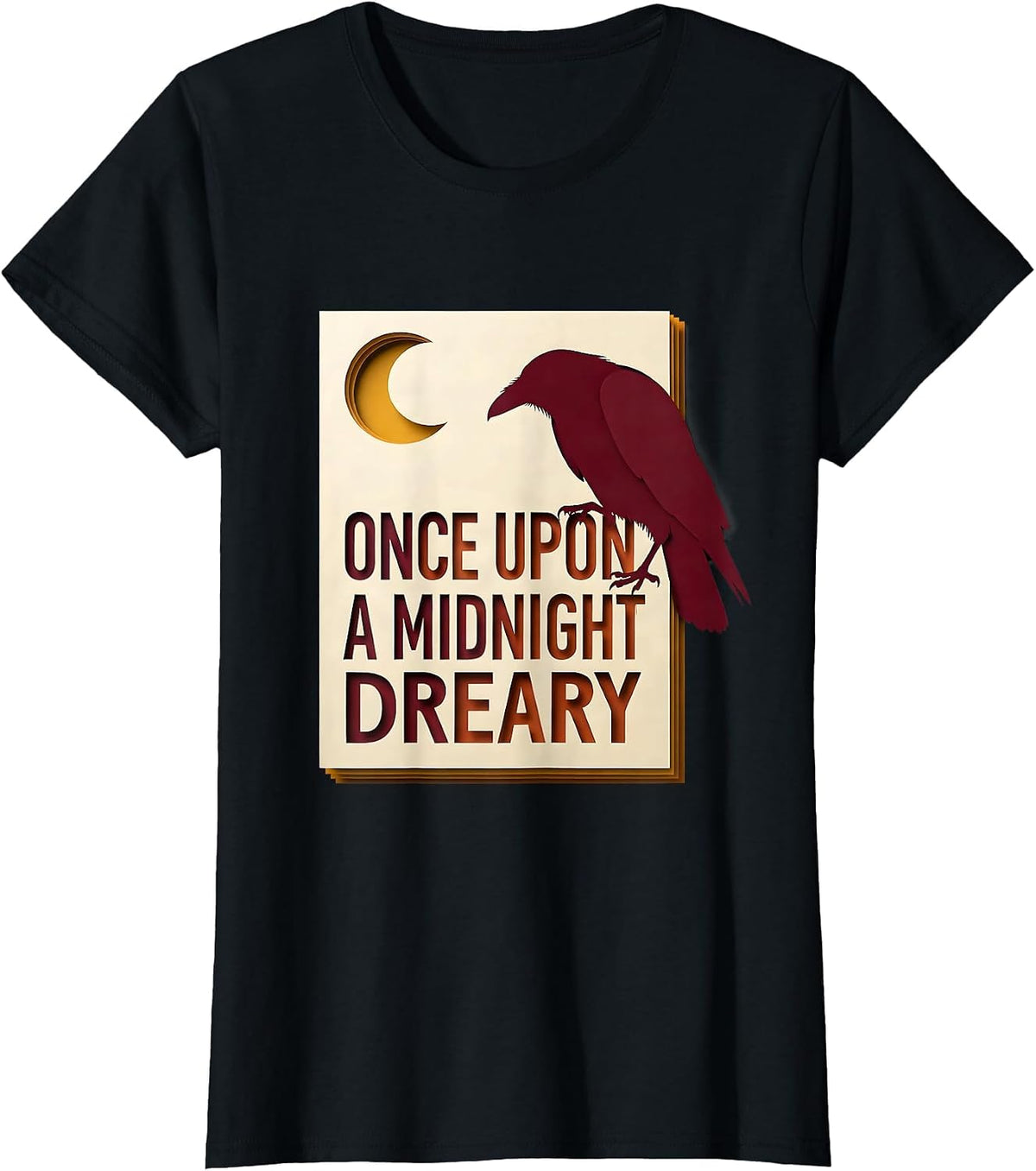 Women's Once Upon a Midnight Dreary Gothic Literary Humor Raven Fan T-Shirt - Black