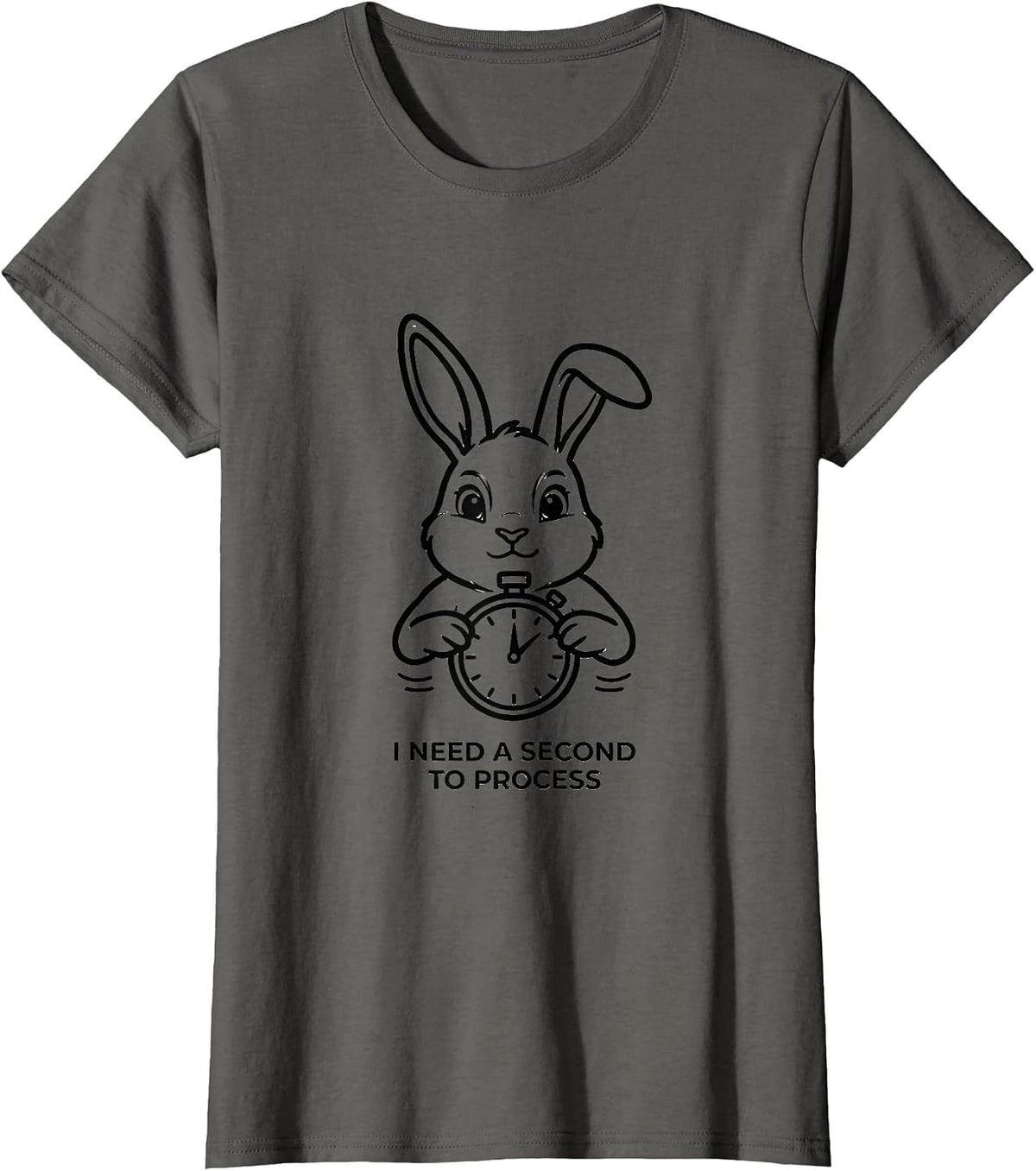 Women's I Need A Second To Process Funny Autism ADHD Awareness Gift T-Shirt - Asphalt Grey