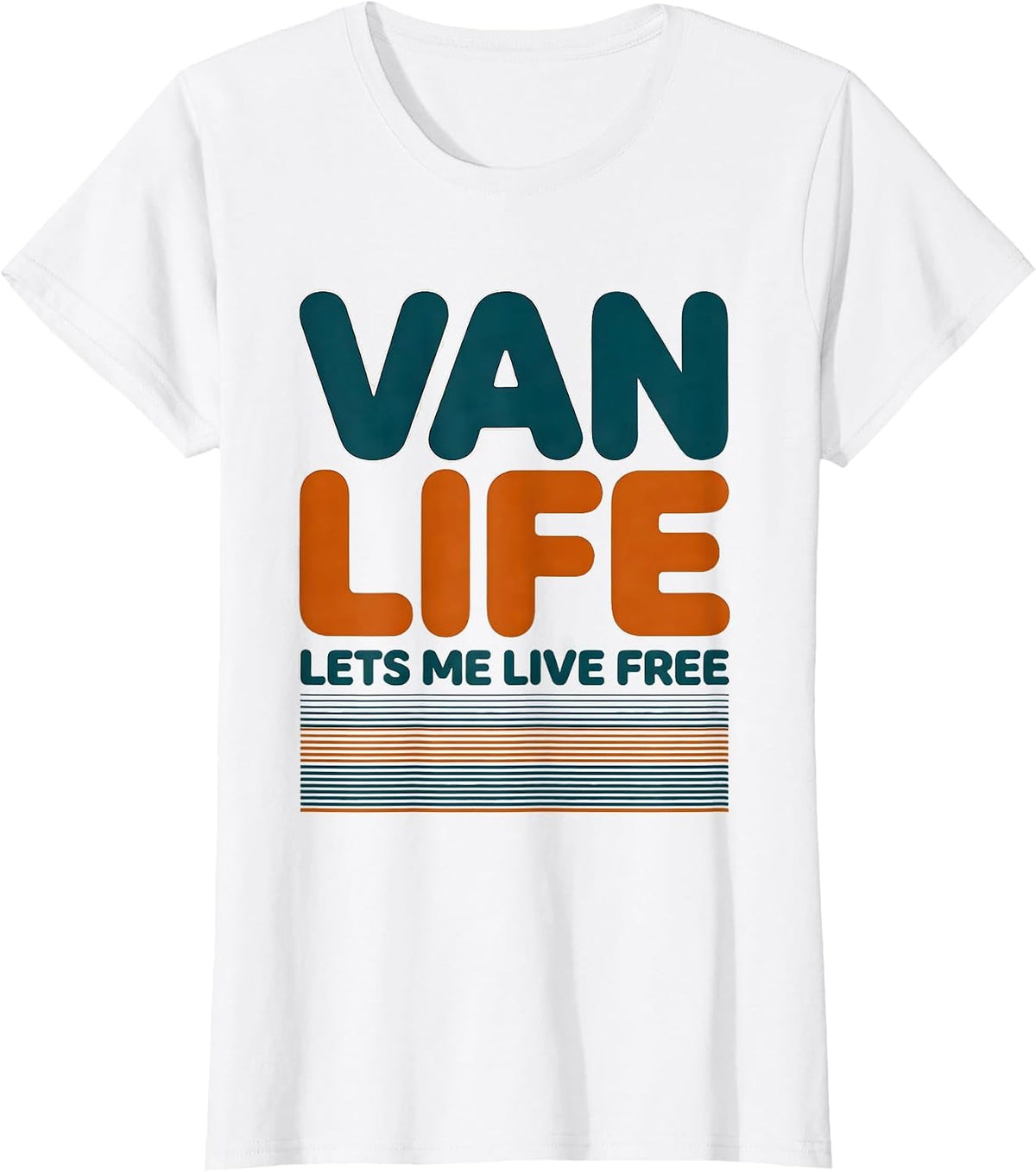 Women's Van Life Lets Me Live Free Retro Van Dwellers Road Trip T-Shirt - White