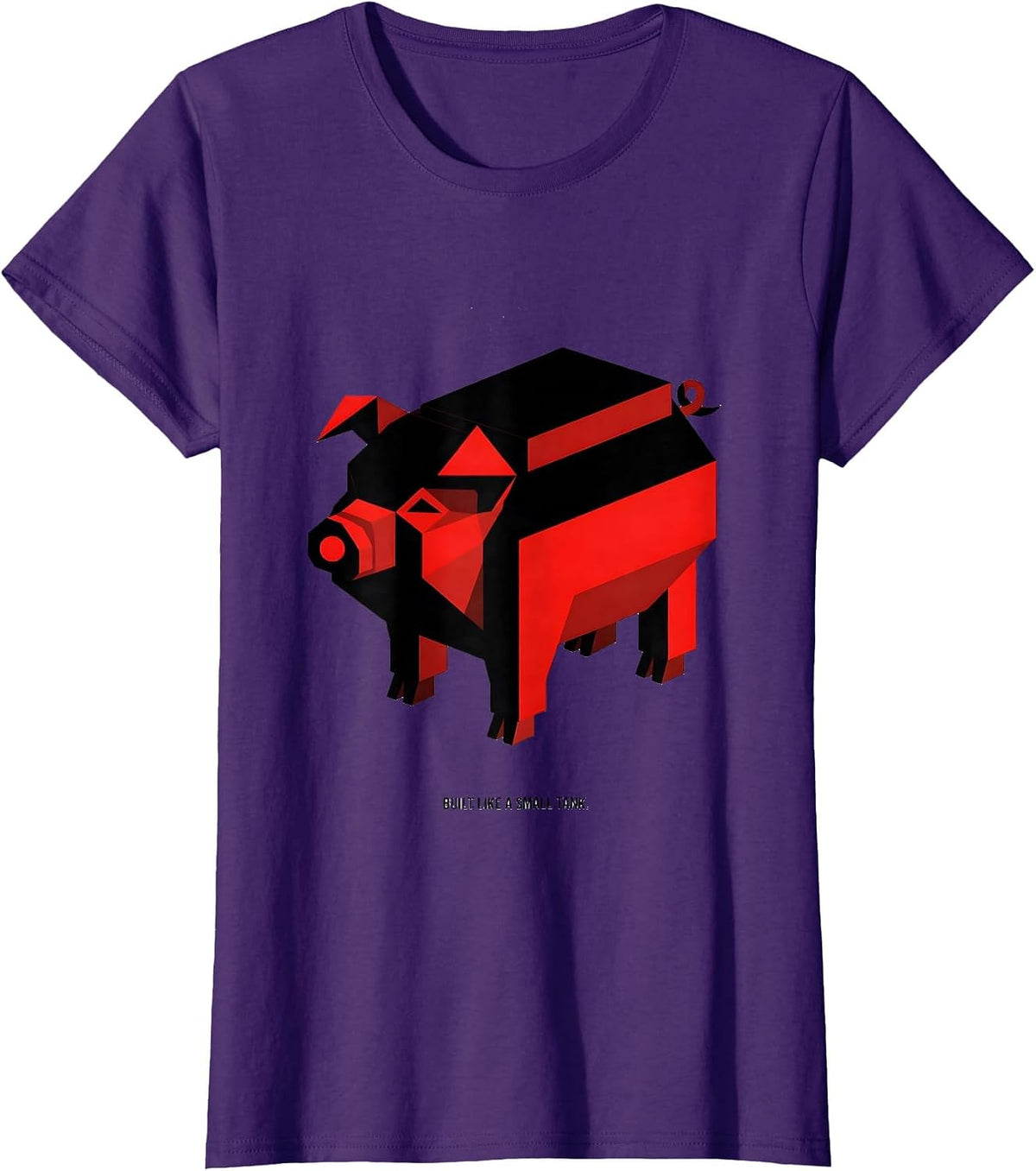 Women's Built Like A Small Tank Funny Pig Lover Pet Humor T-Shirt - Purple
