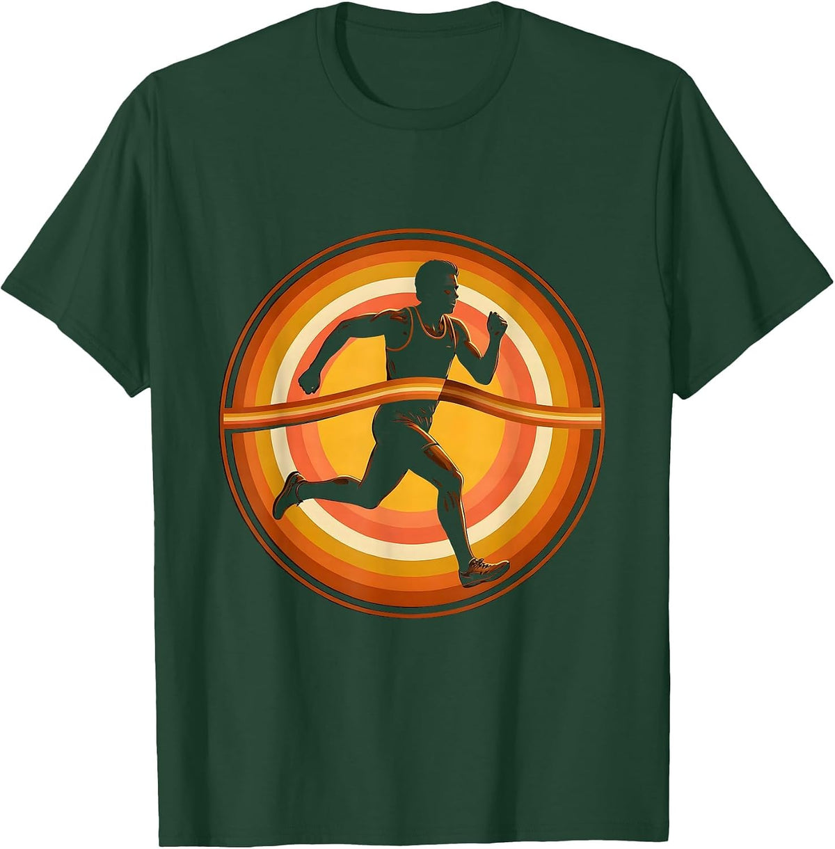 Sprinter Finish Line Burst Running Graphic T-Shirt - Dark Green