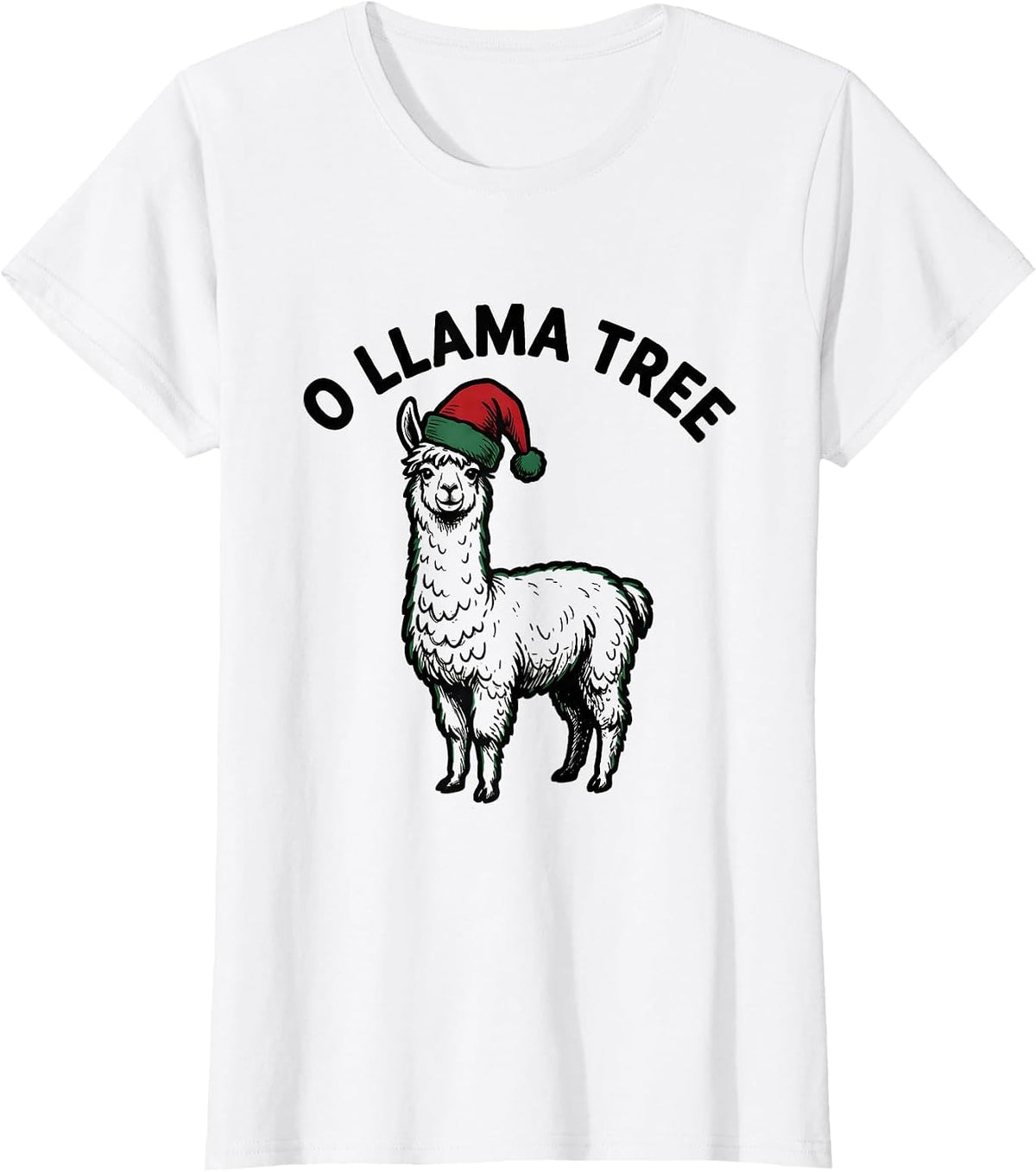 Women's O Llama Tree Funny Llama Christmas Animal Lover Gift T-Shirt - White