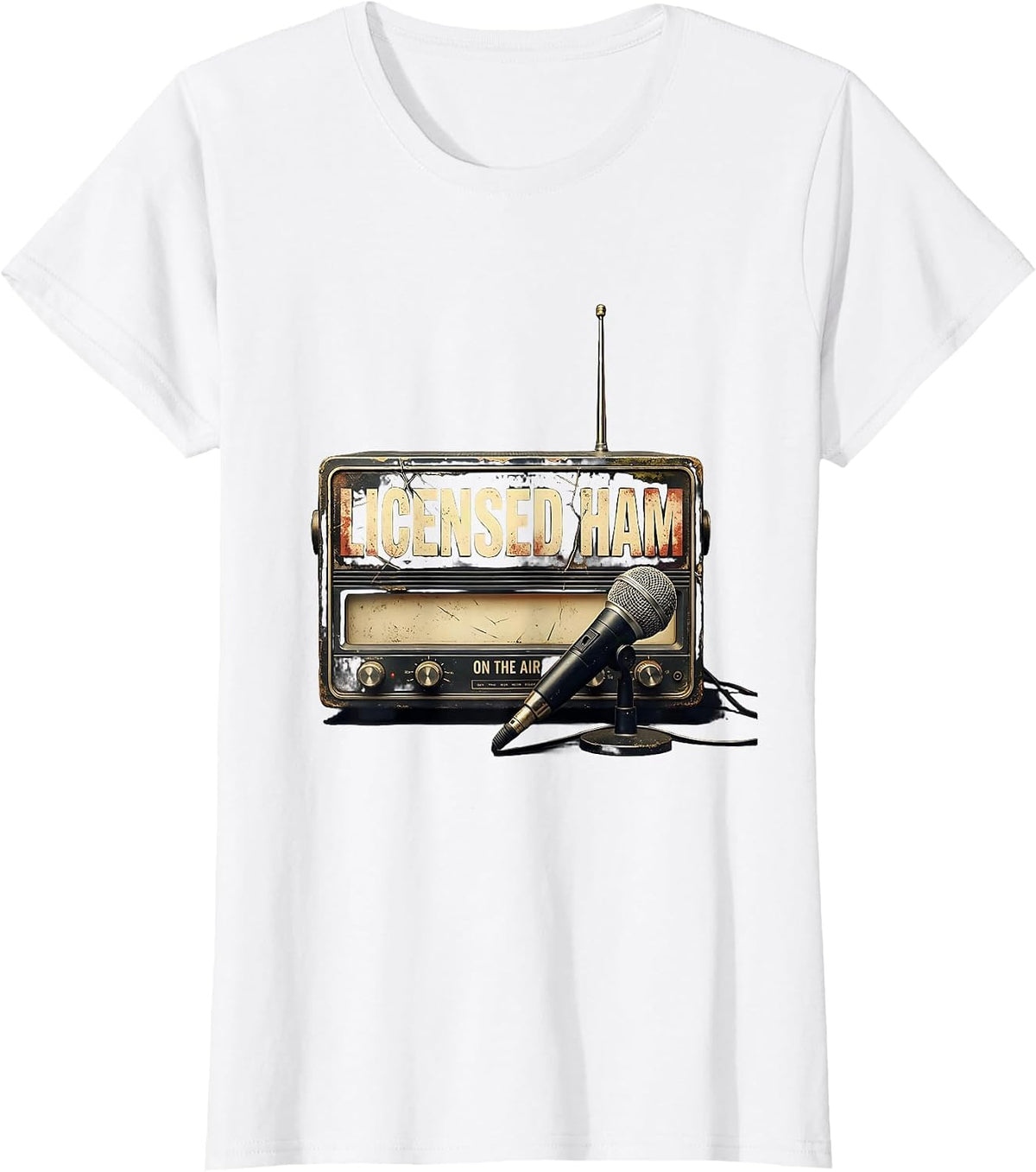 Licensed Ham, On The Air Distressed Ham Radio Operator Humor T-Shirt - White