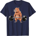 Capybara Weightlifting Gym T-Shirt - Navy Blue